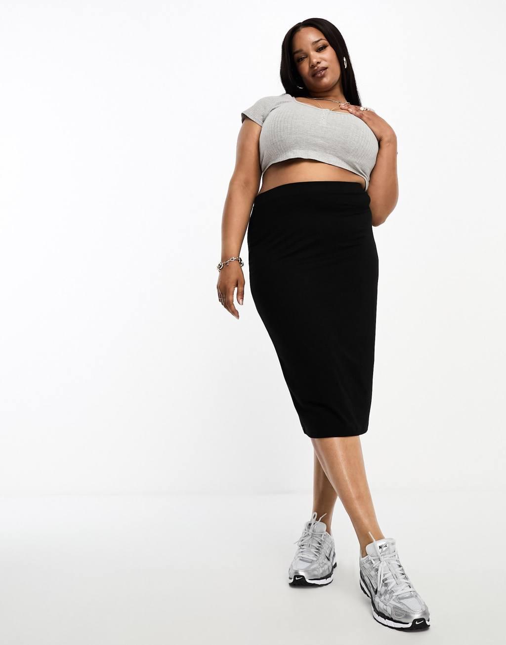 ASOS DESIGN Curve jersey pencil midi skirt Product Image