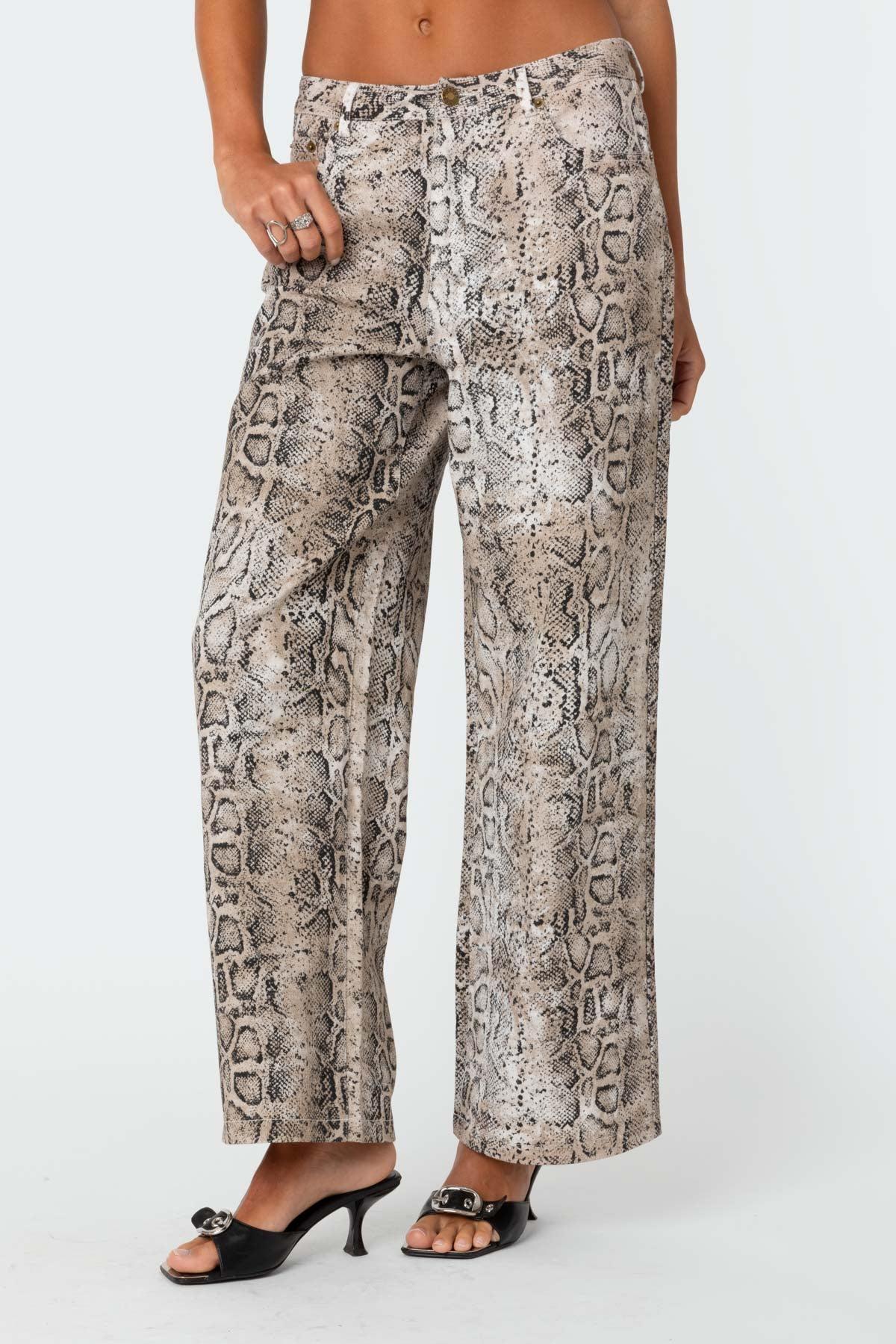 Snakeskin Printed Low Rise Jeans Product Image