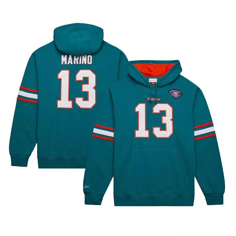 Mens Mitchell & Ness Dan Marino Aqua Miami Dolphins Retired Player Name & Number Pullover Hoodie Turquoise A Product Image