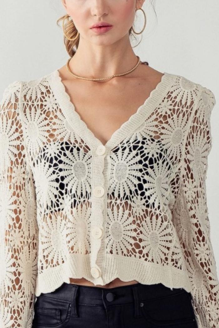 Flower Crochet Cardigan Product Image