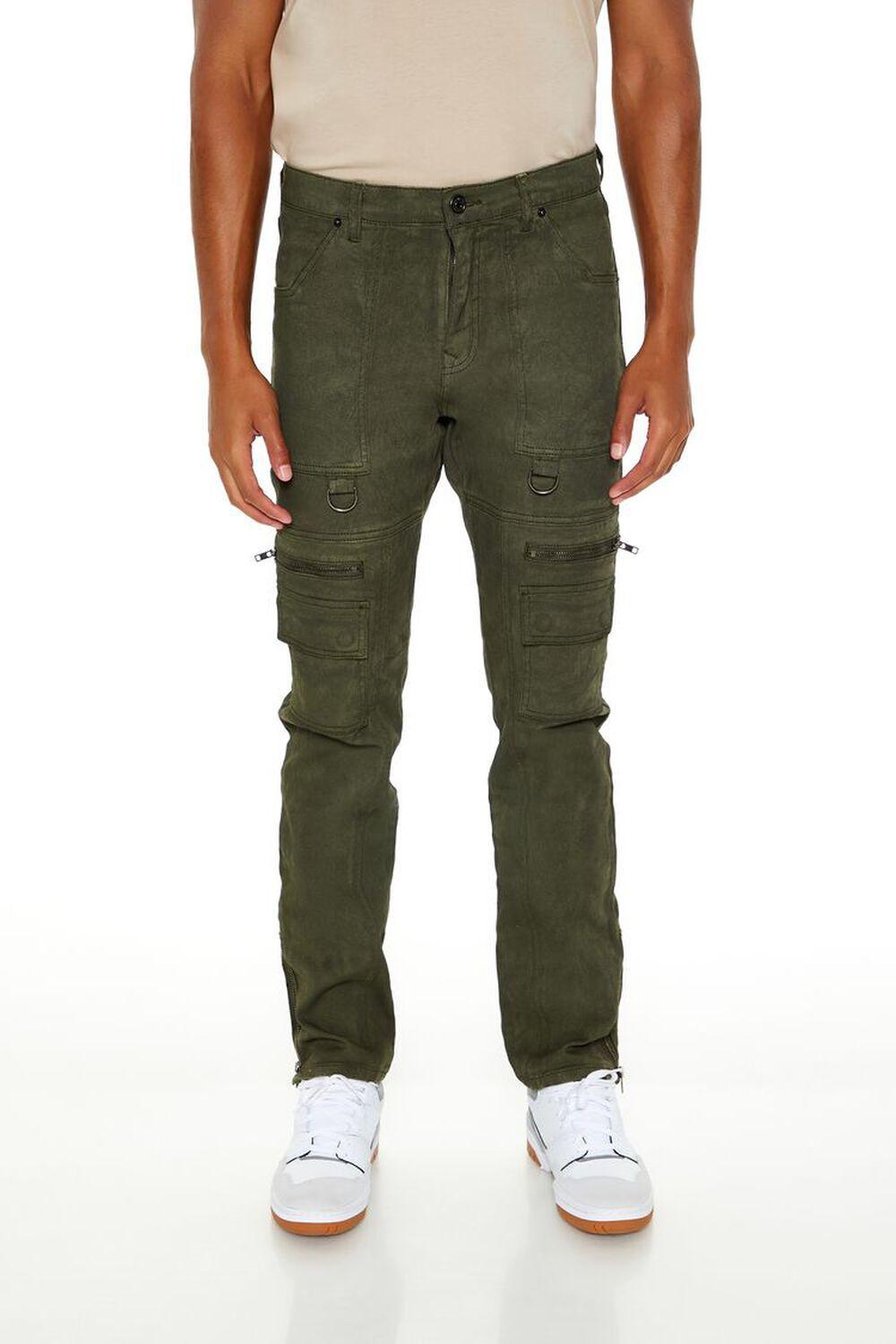 Slim-Fit Mid-Rise Cargo Jeans | Forever 21 Product Image