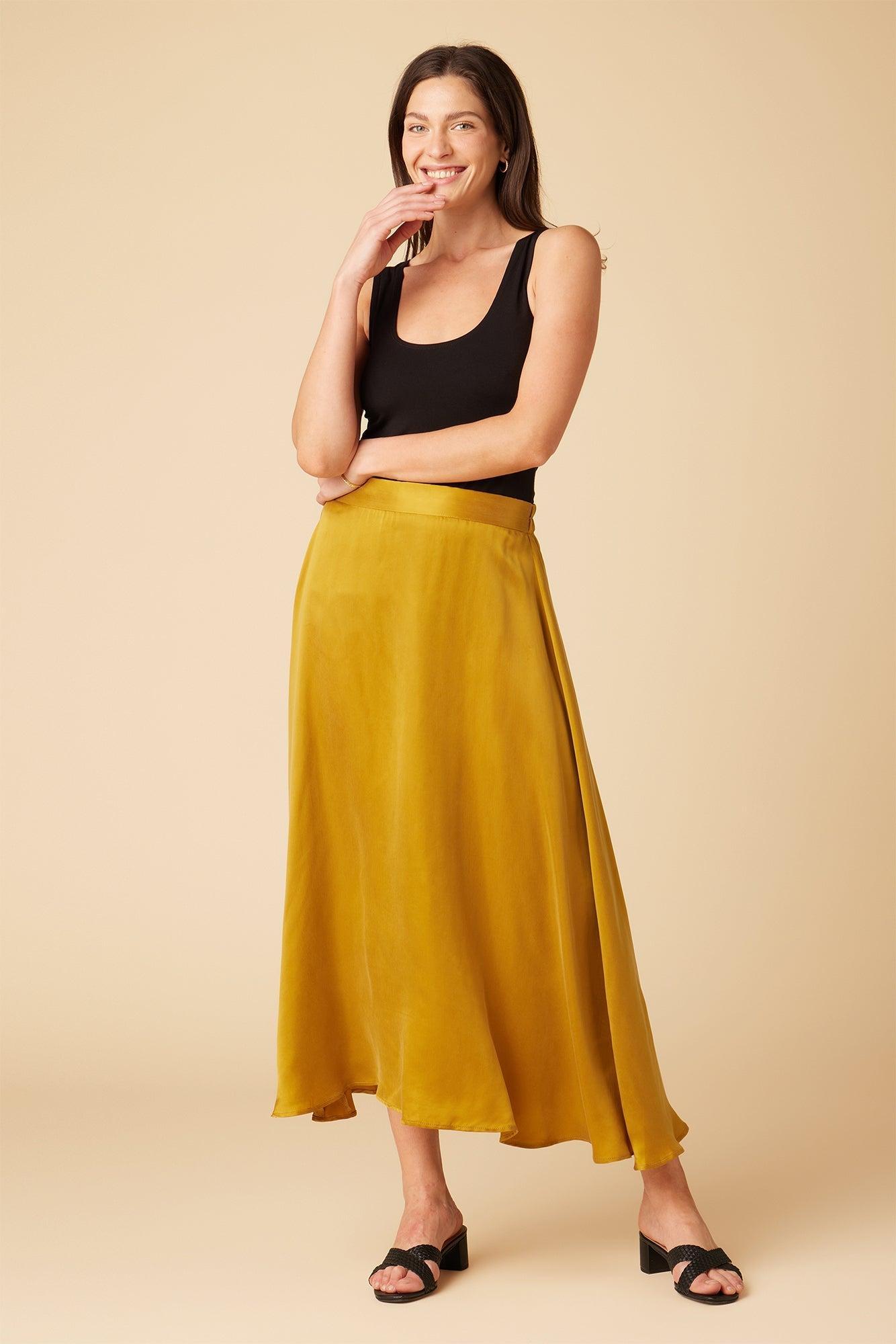 Blaze Cottonseed Cupro Skirt - Gold - ReAmour Product Image