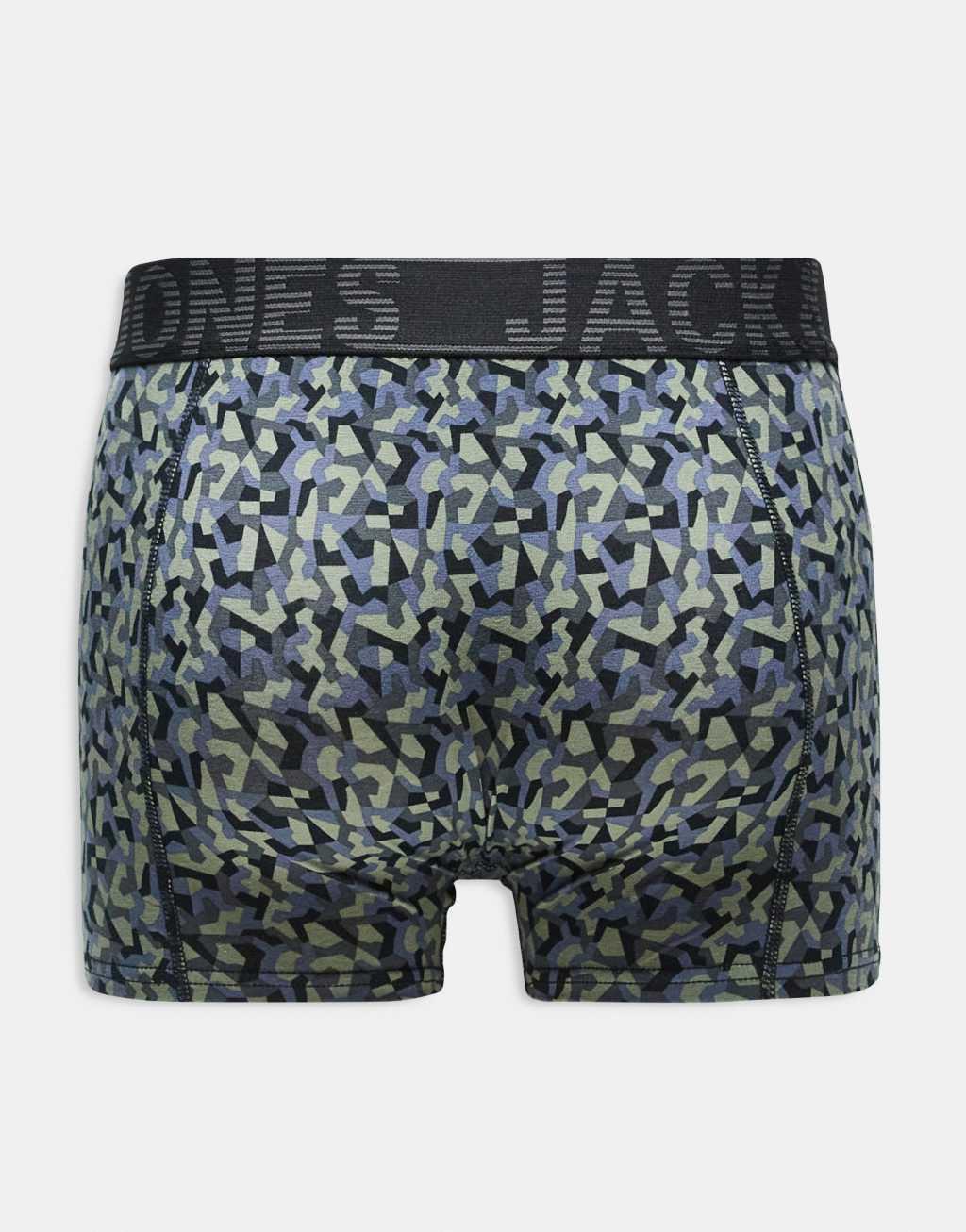 Jack & Jones 3 pack camo boxer briefs in green Product Image