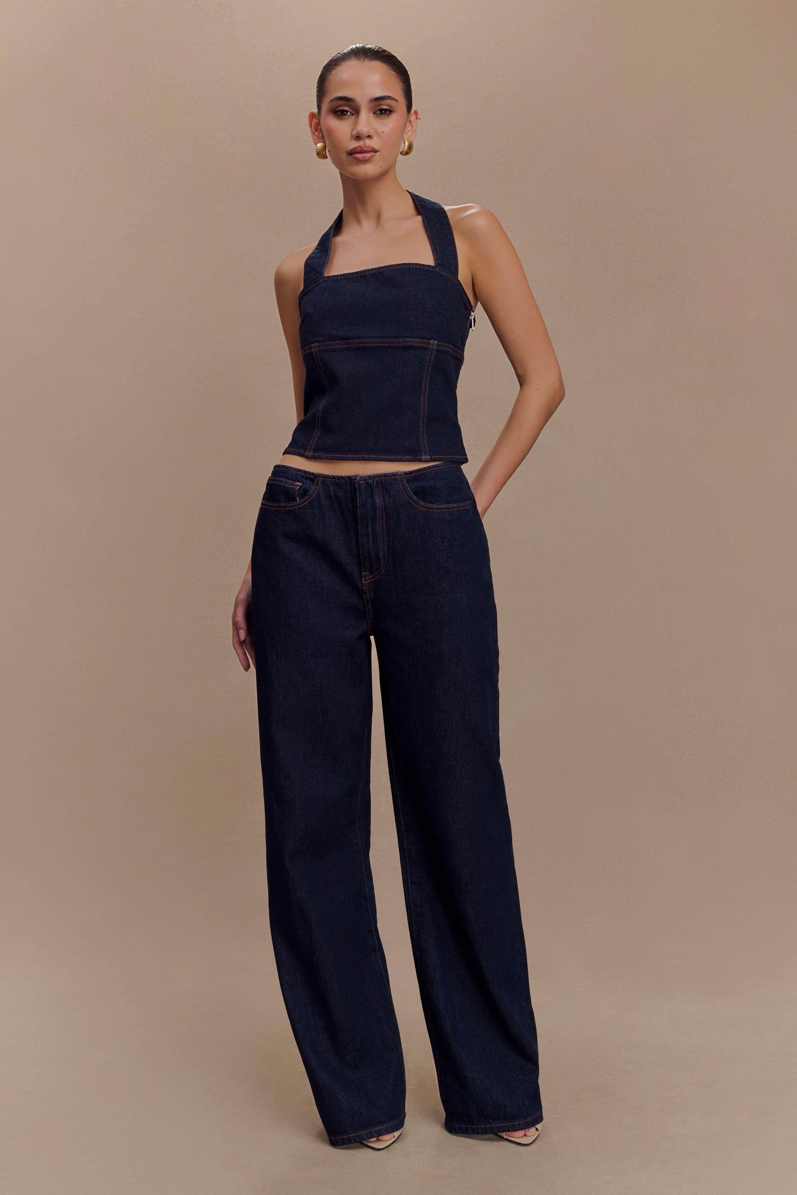 Caitlin Mid Rise Denim Flare Jeans - Indigo Blue Product Image