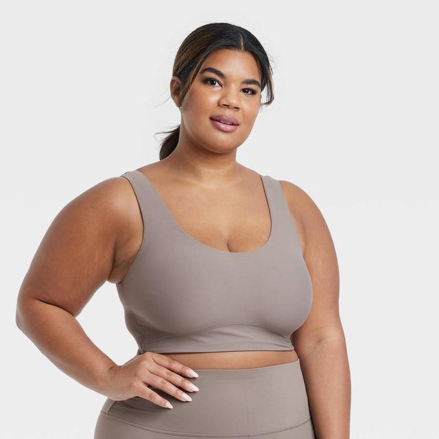 Womens Everyday Soft Medium Support Longline Sports Bra - All In Motion Taupe L Product Image