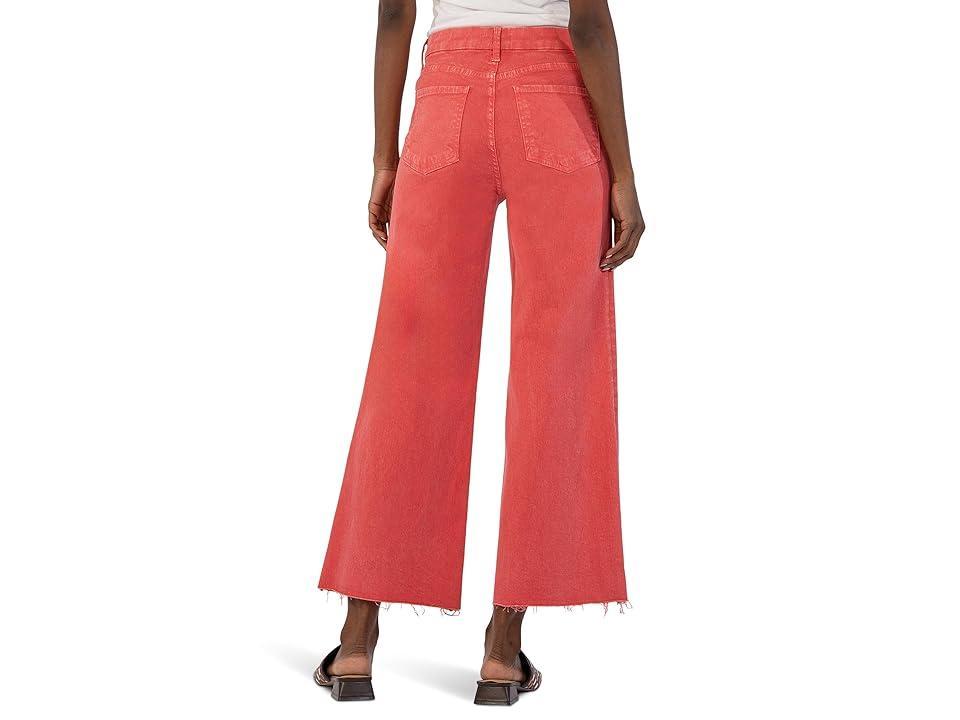 KUT from the Kloth Meg High-Rise Fab Ab Wide Leg Raw Hem In Strawberry (Strawberry) Women's Jeans Product Image