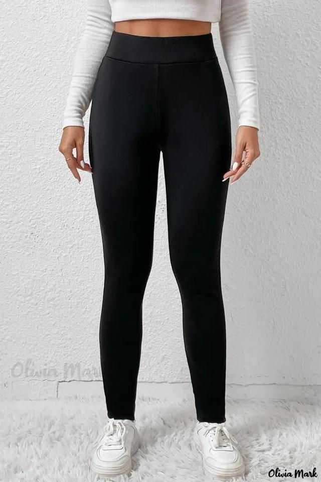 Olivia Mark – Premium Winter Leggings with Black Fleece Lining and High Waist Design Product Image