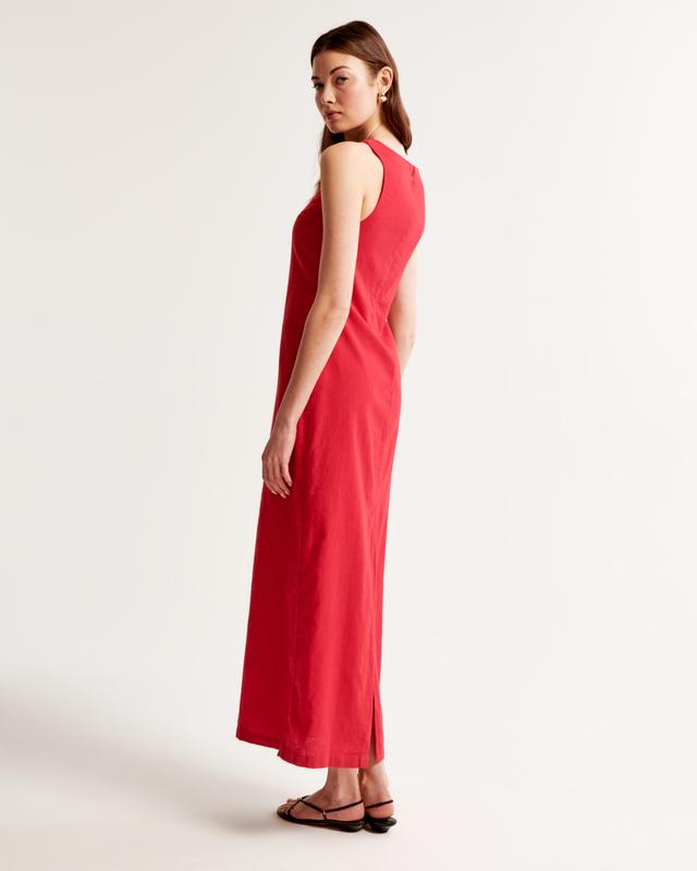 Linen-Blend Shift Maxi Dress Product Image