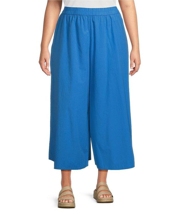 Eileen Fisher Plus Size Washed Organic Cotton Poplin Extra Wide-Leg Coordinating Cropped Pants Product Image