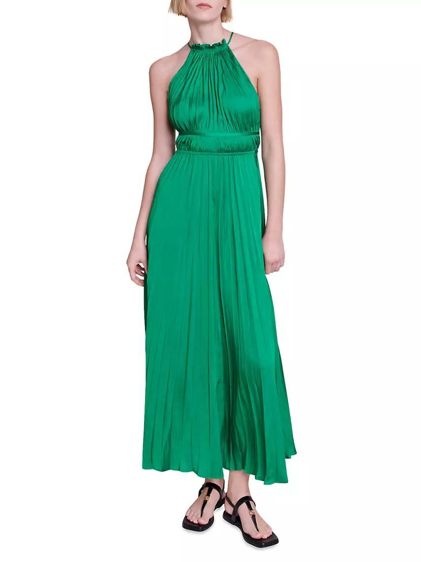 Pleated Satin Maxi Dress Product Image