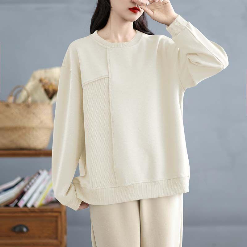 Crewneck Asymmetrical Plain Pullover Product Image