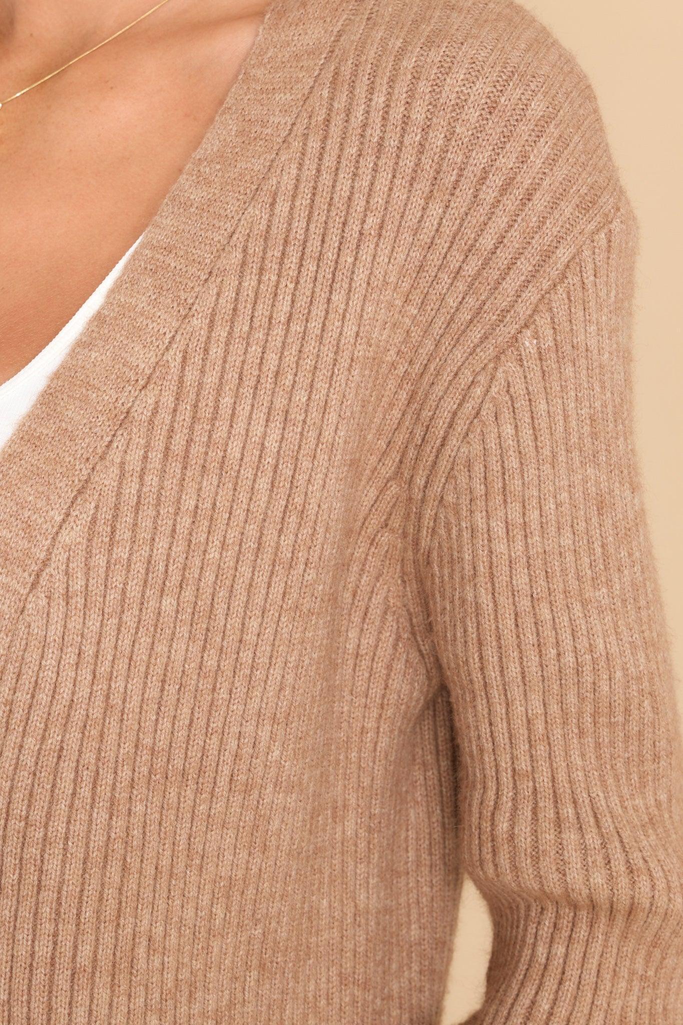 Holding Me Close Camel Cardigan Tan Product Image