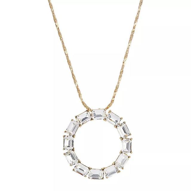 1928 Gold Tone Round Crystal Pendant Necklace, Womens, White Product Image