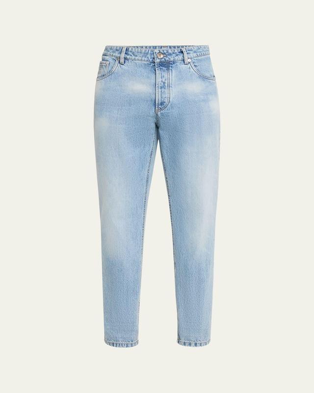 Mens Slim Light-Wash Denim Jeans Product Image