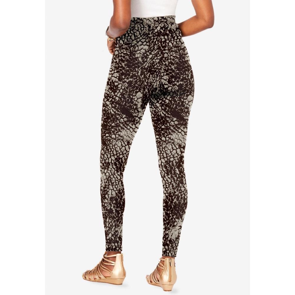 Roaman's Women's Plus Size Ankle-Length Essential Stretch Legging - 1X, Sandy Beige Reptile product image