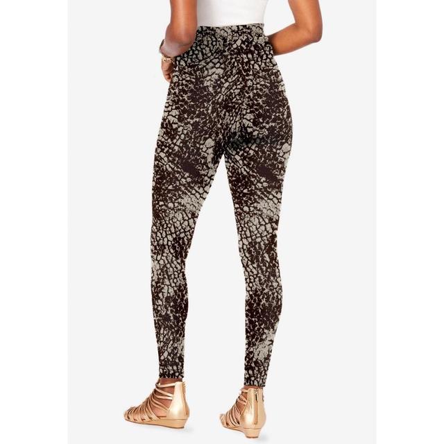 Roaman's Women's Plus Size Ankle-Length Essential Stretch Legging - 1X, Sandy Beige Reptile Product Image