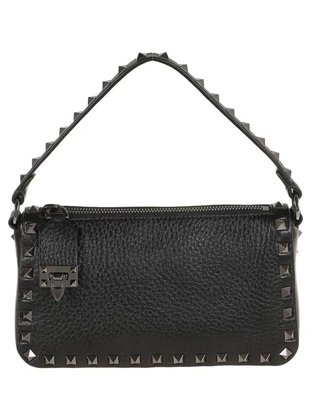 Rockstud Spike Small Leather Shoulder Bag In Nero Product Image