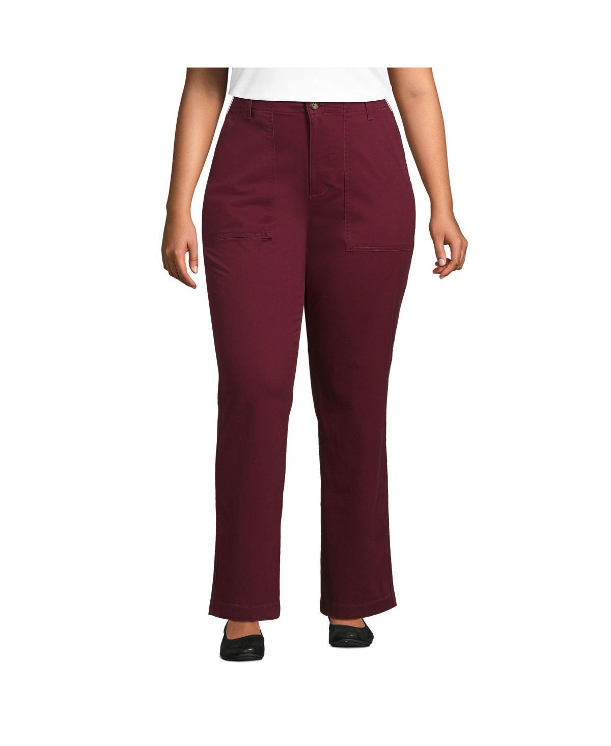 Plus Size Lands End High-Rise Chino Utility Straight Leg Pants, Womens Product Image