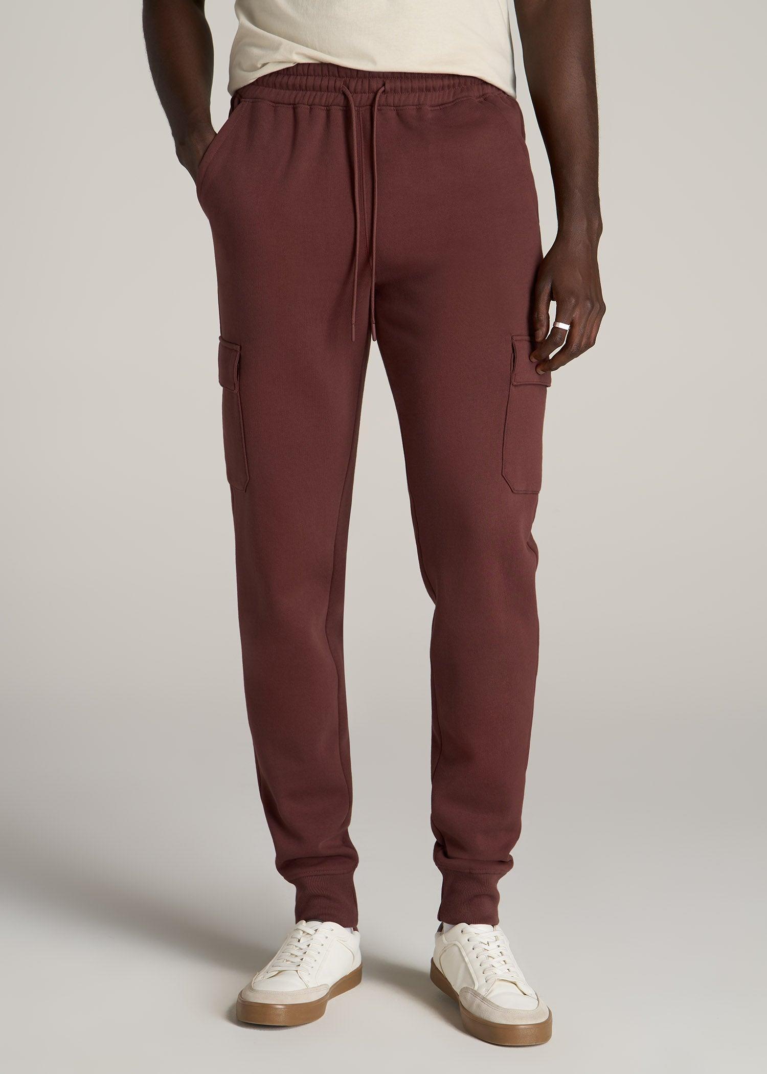 Wearever Fleece Cargo Jogger For Tall Men in Cherry Brown Product Image