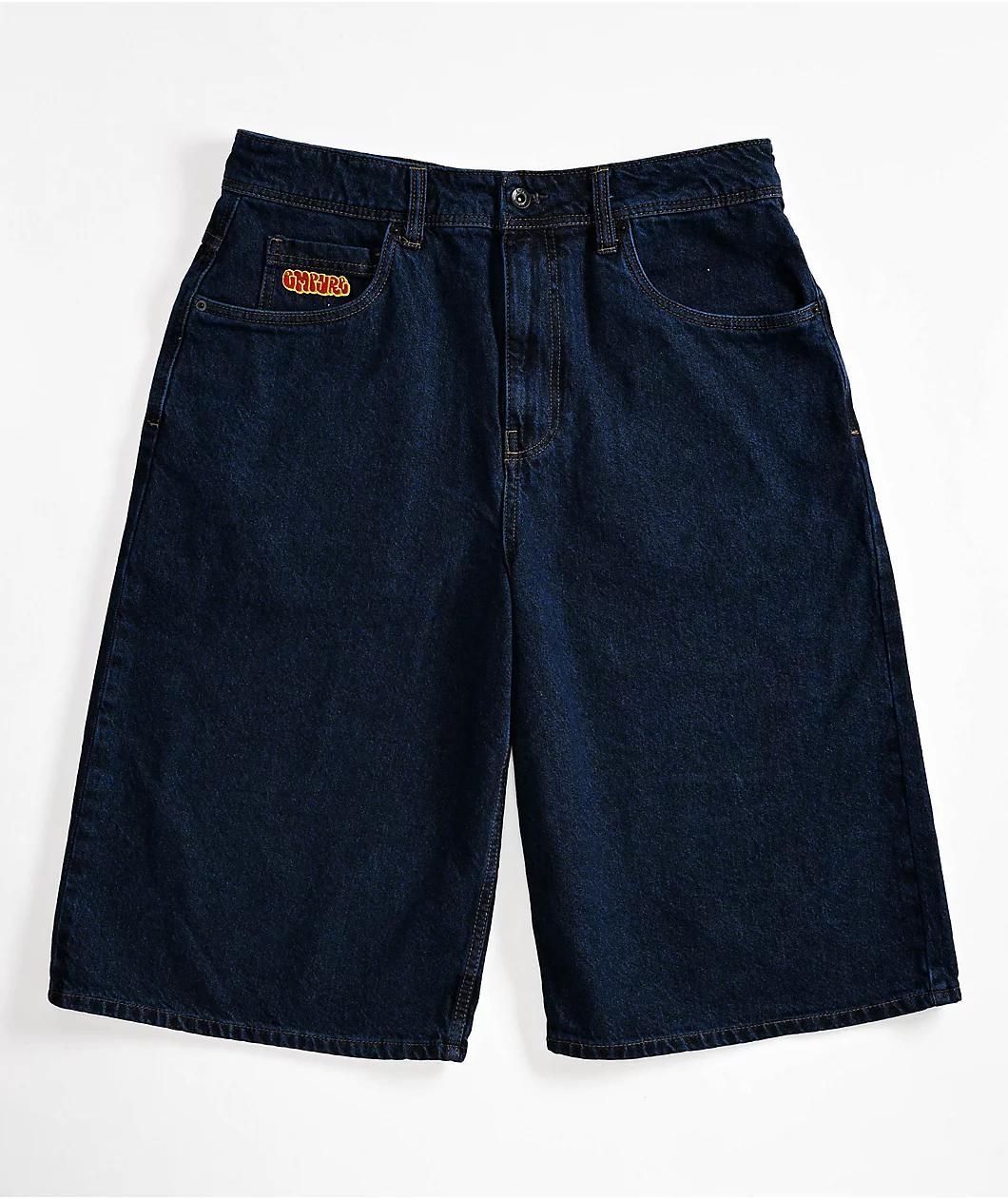 Empyre Ultra Wide- Dark Blue Skate Jean Shorts Product Image