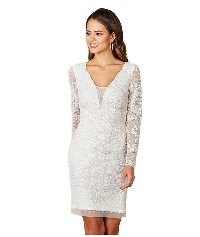 Lara Womens Carla Long Sleeve Beaded Lace Mini Dress Product Image