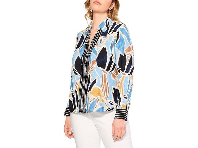 NIC+ZOE Plus Size Sapphire Shades Shirt Multi) Women's Clothing Product Image