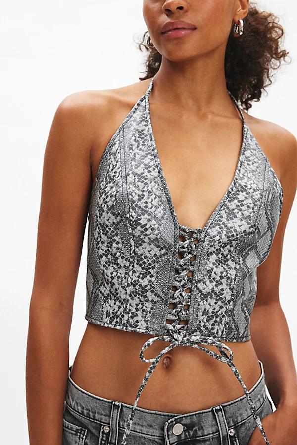 Silence + Noise Teya Faux Leather Halter Top Womens at Urban Outfitters Product Image