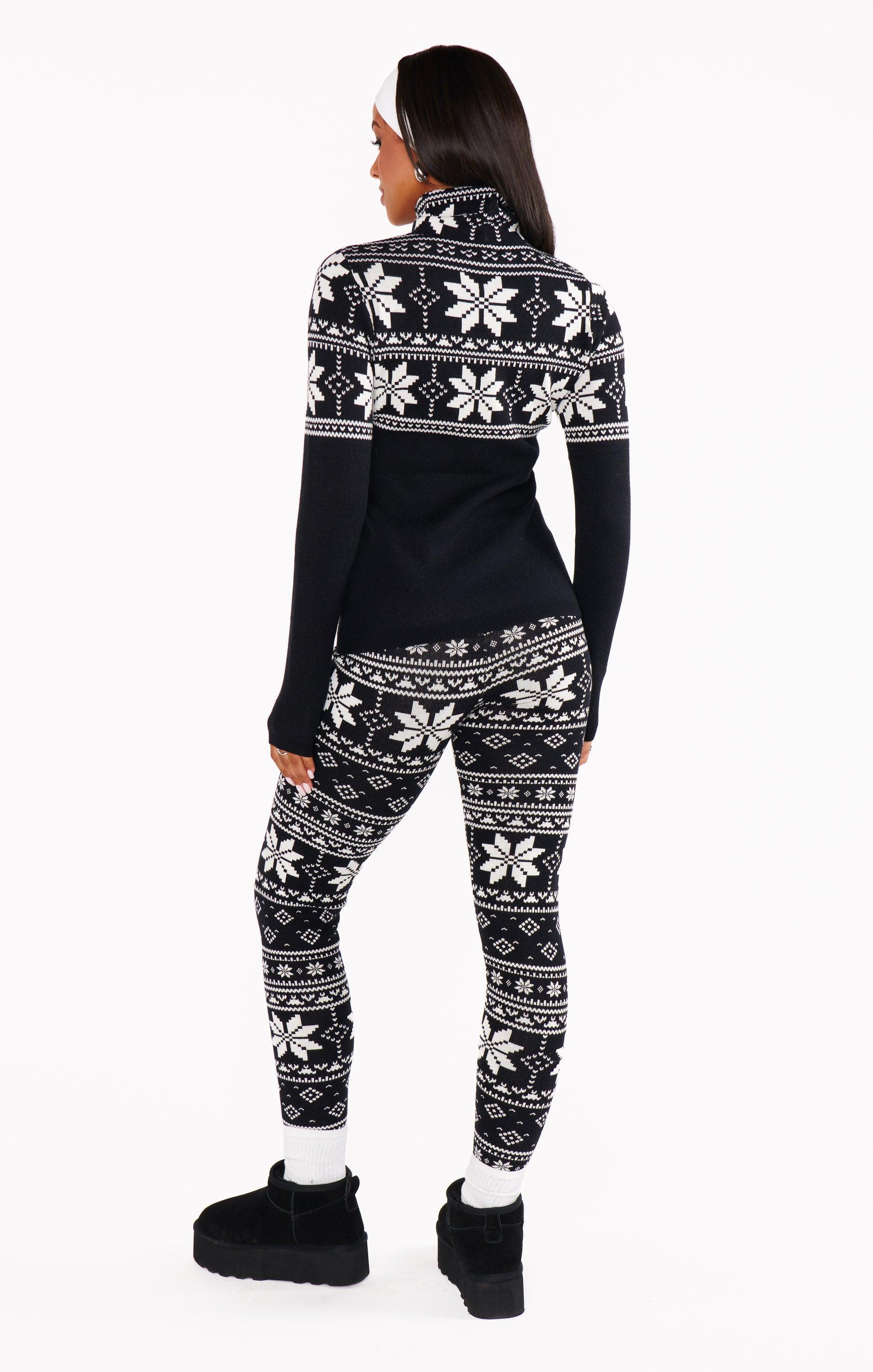 Cozy Leggings ~ Black Fair Isle Knit Product Image