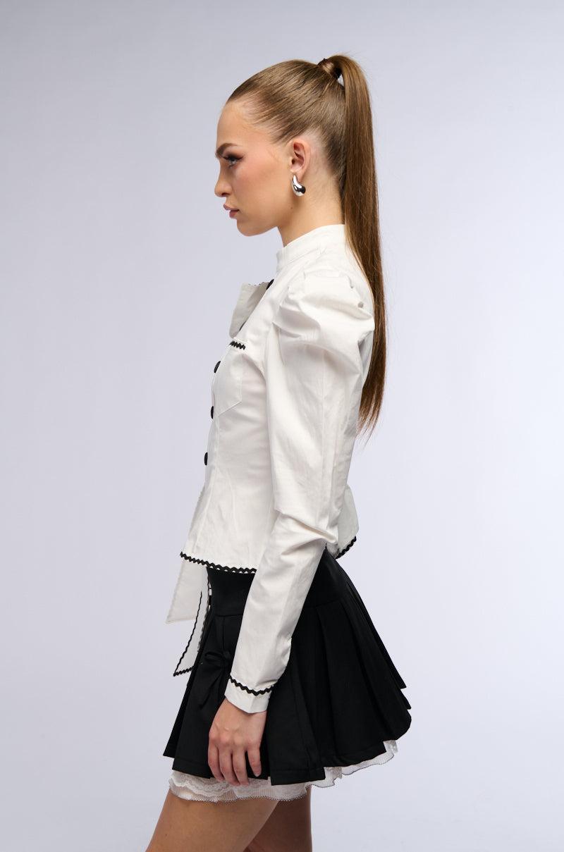 BRING THE DRAMA POPLIN BOW TOP Product Image