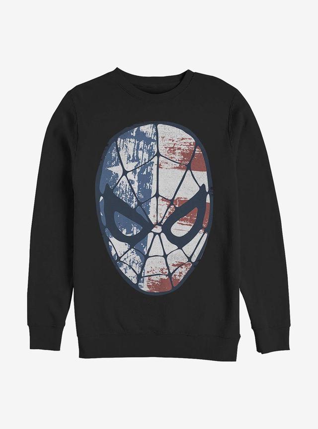 Marvel Spider-Man American Flag Crew Sweatshirt Product Image