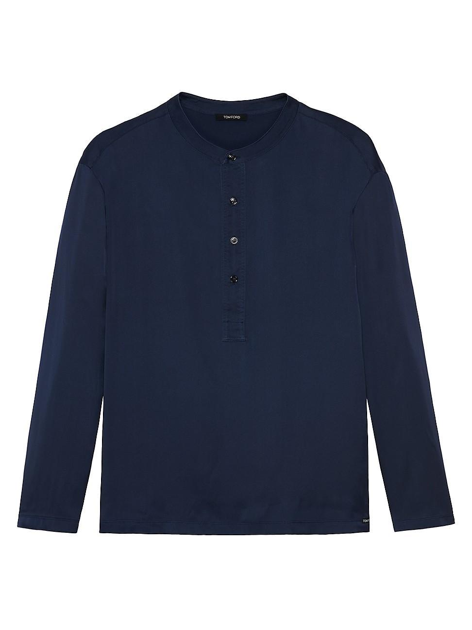 TOM FORD Henley Stretch Silk Pajama Shirt Product Image