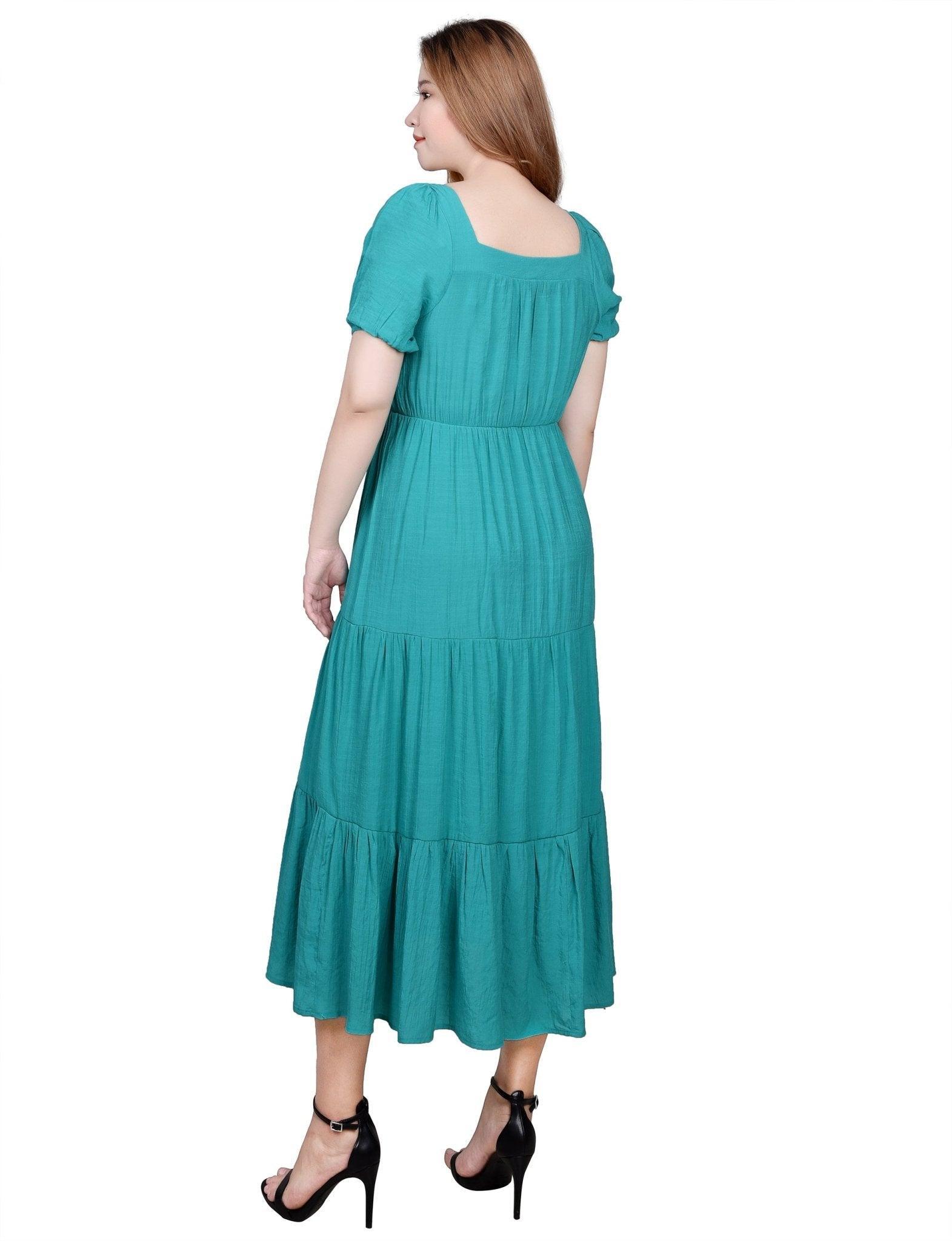 Short Sleeve Tiered Midi Dress - Petite Product Image