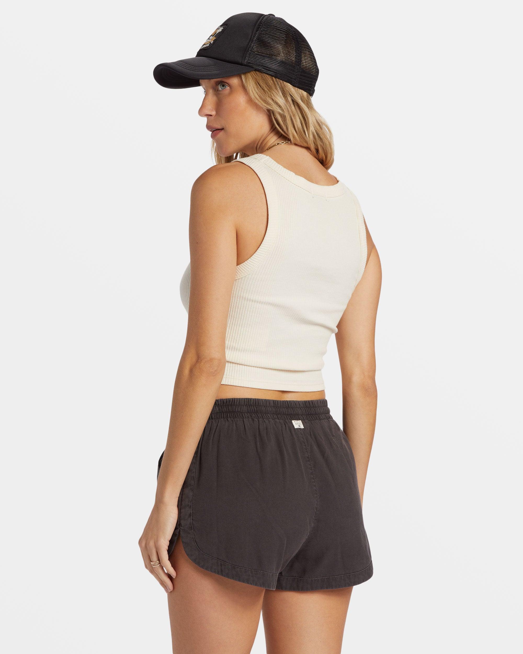 Road Trippin Elastic Waist Shorts - Off Black Female Product Image