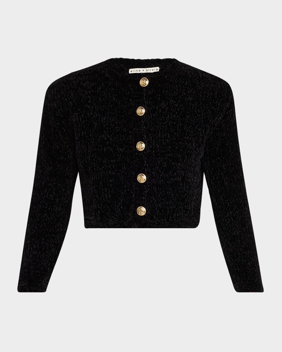 ALICE AND OLIVIA Breanna Chunky Knit Cardigan In Black Product Image