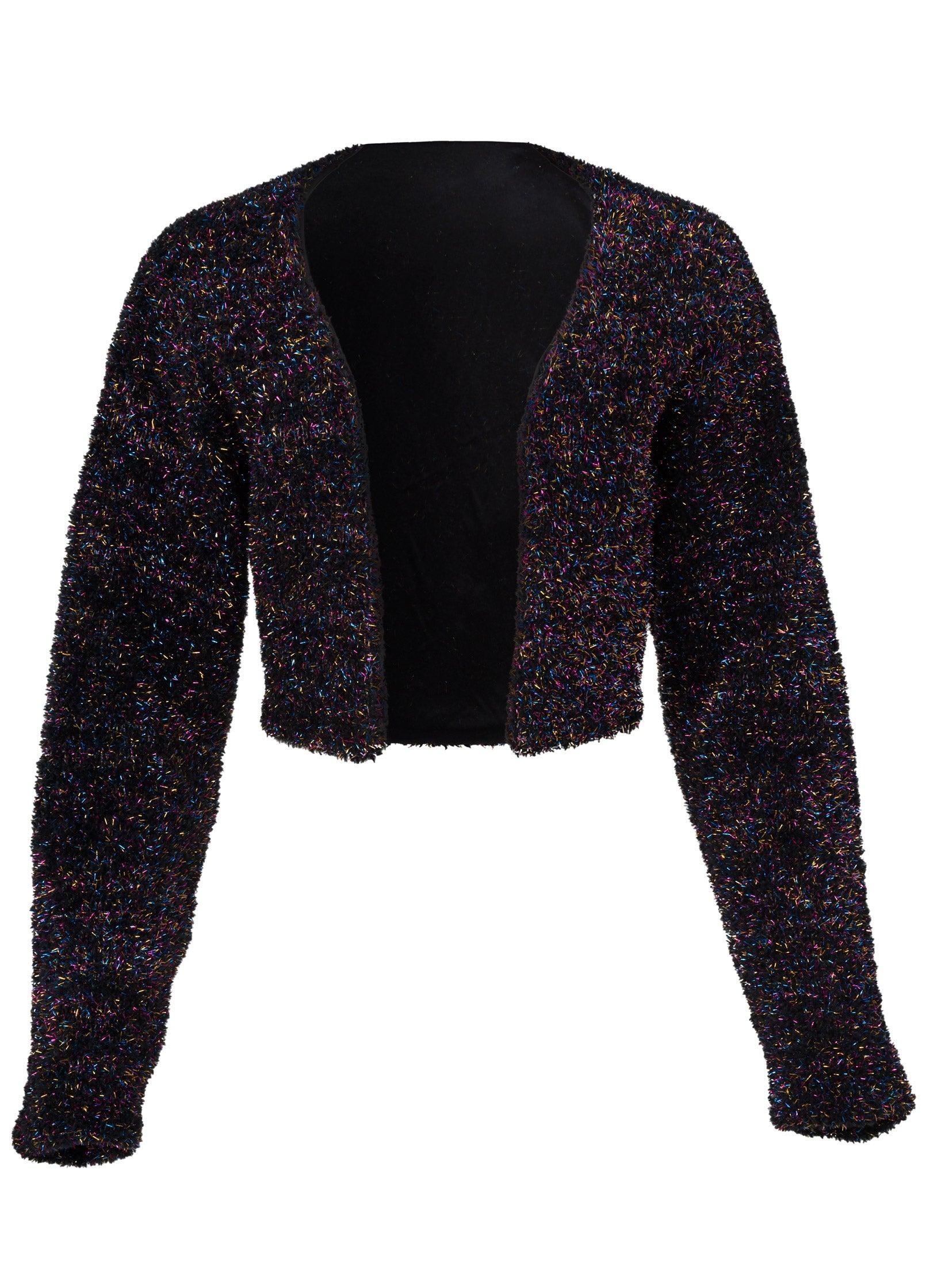 Lurex Cropped Cardigan - Black Multi Product Image