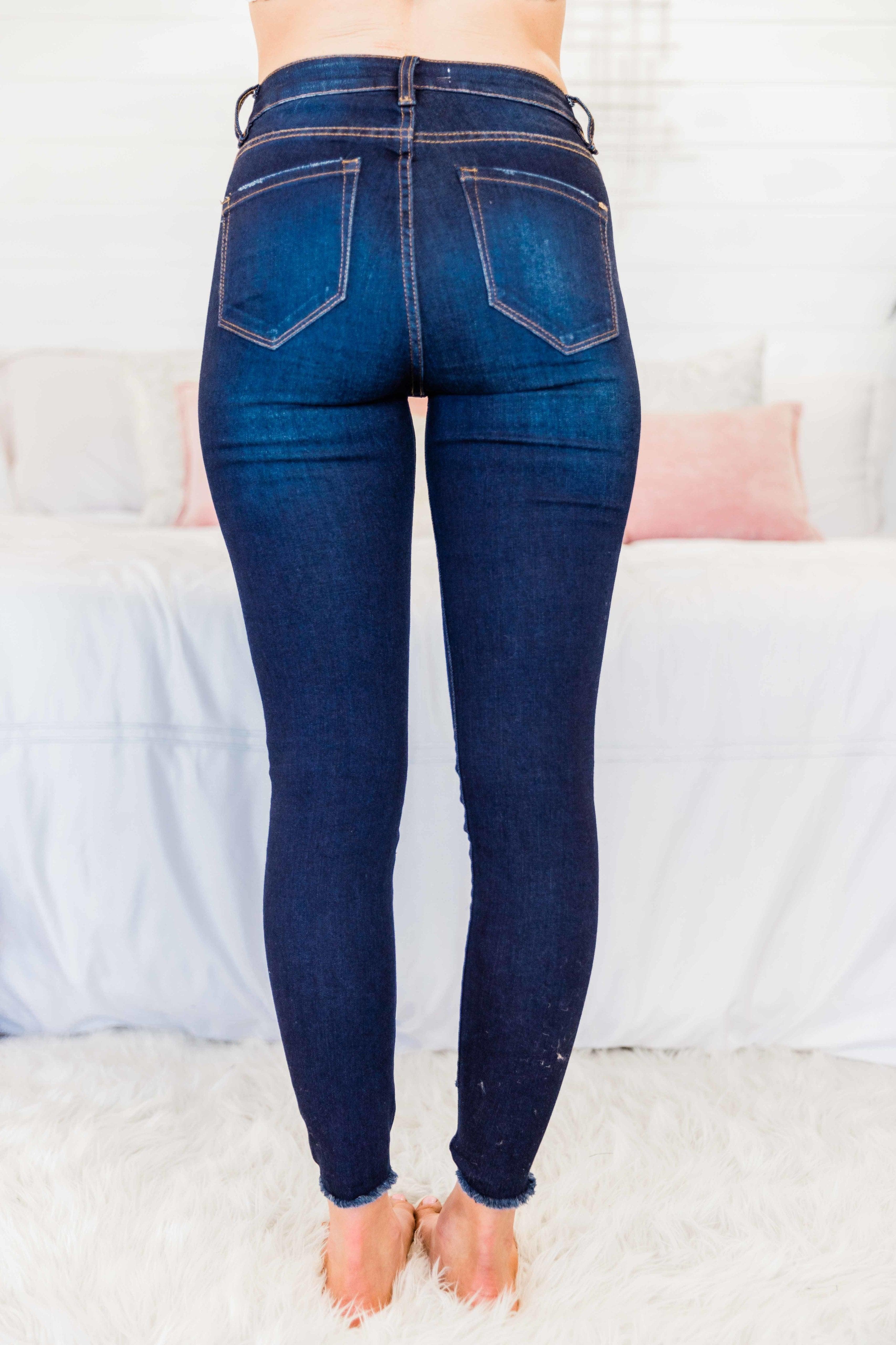 Kristy Dark Wash Distressed Skinny Jeans FINAL SALE Product Image