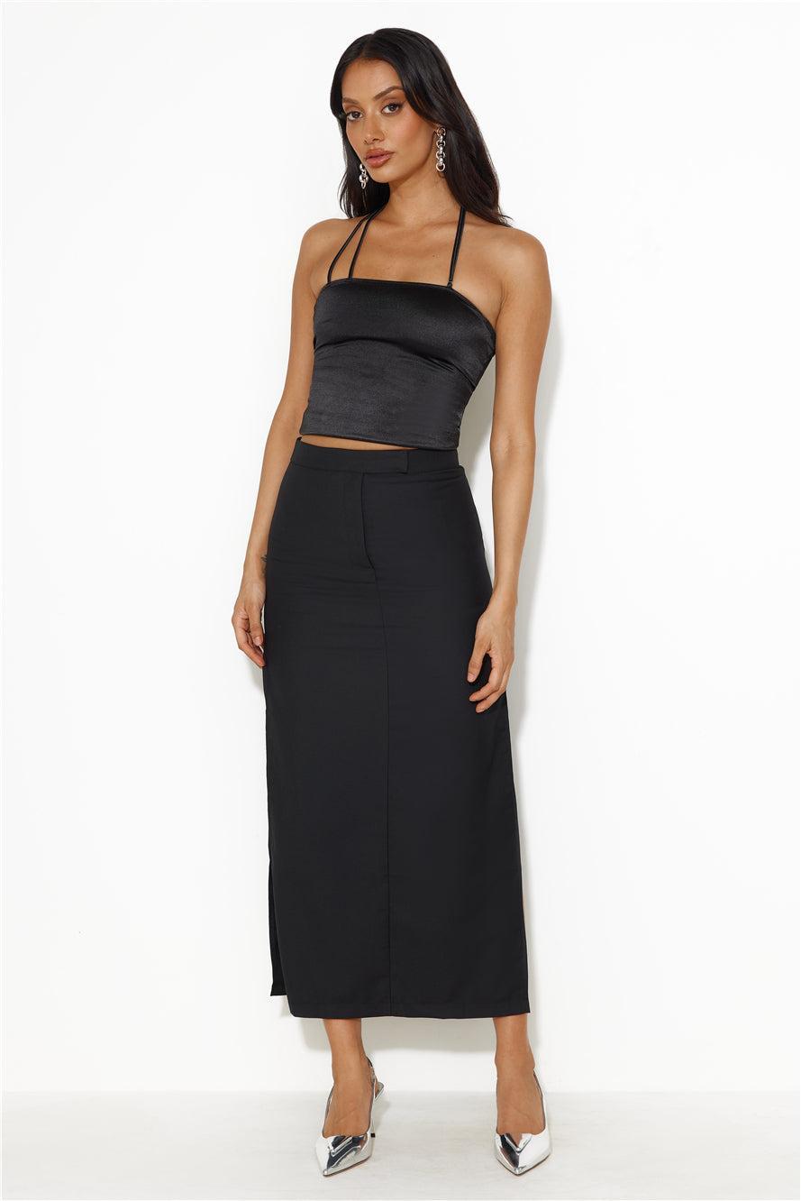 LIONESS Minimalist Maxi Skirt Onyx Product Image