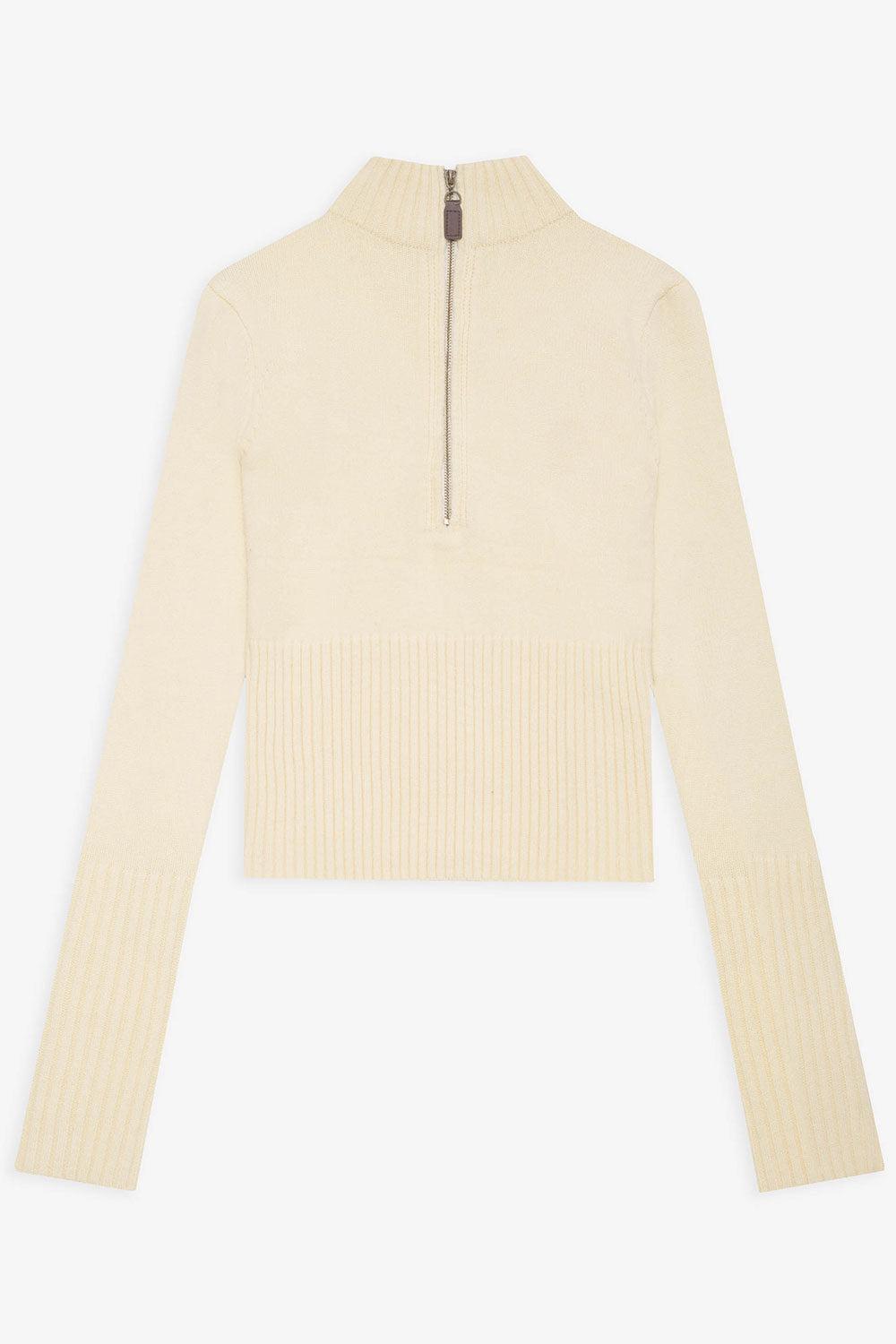 Maverick Cloud Knit Half Zip Sweater - French Vanilla Product Image