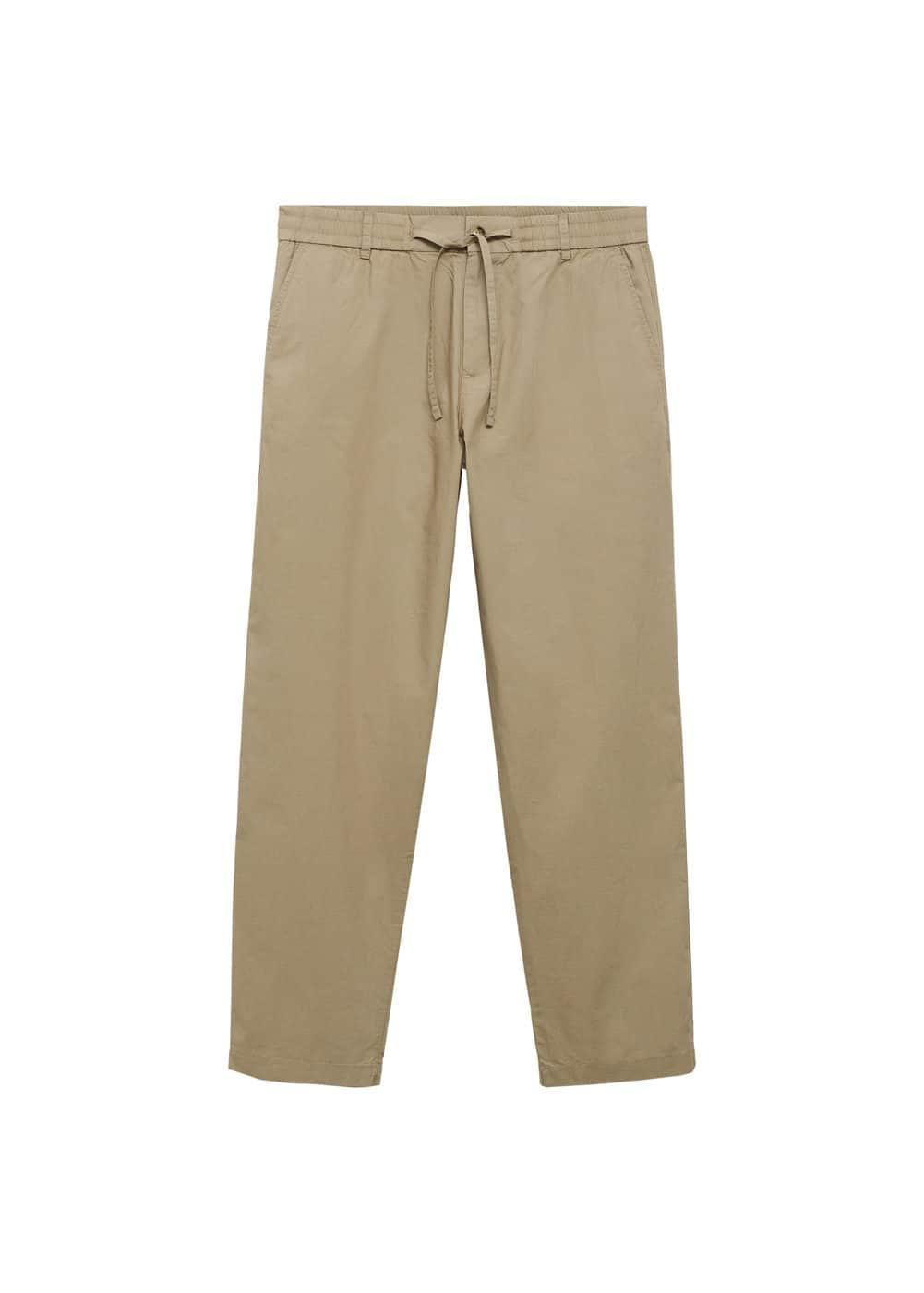 MANGO MAN - Drawstring cotton trousers mink greyMen Product Image