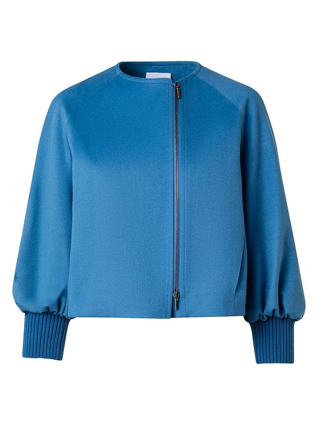 Womens Wool-Blend Crop Bomber Jacket Product Image