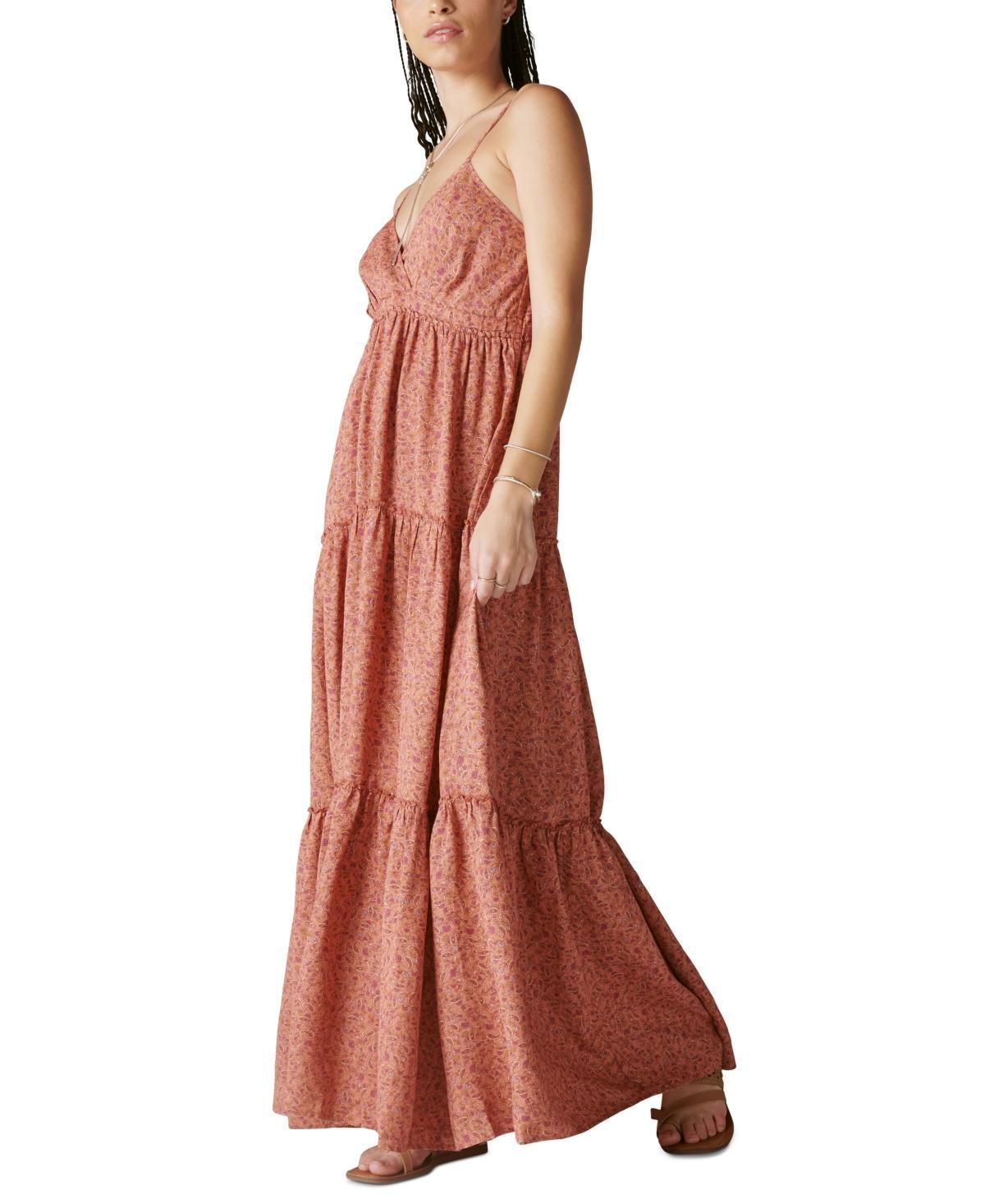 Lucky Brand Paisley Tiered Maxi Dress (Raven ) Women's Clothing Product Image