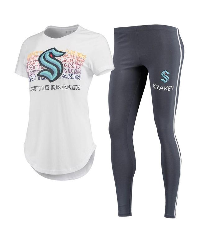 Womens Concepts Sport White/Charcoal Seattle Kraken Sonata T-Shirt & Leggings Set Product Image