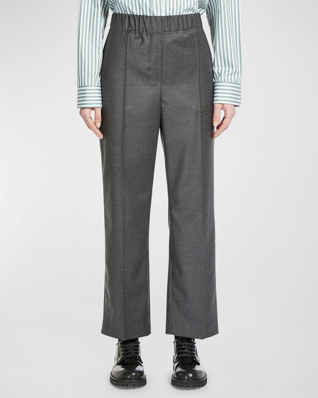 Cropped Pintuck Flannel Pants Product Image