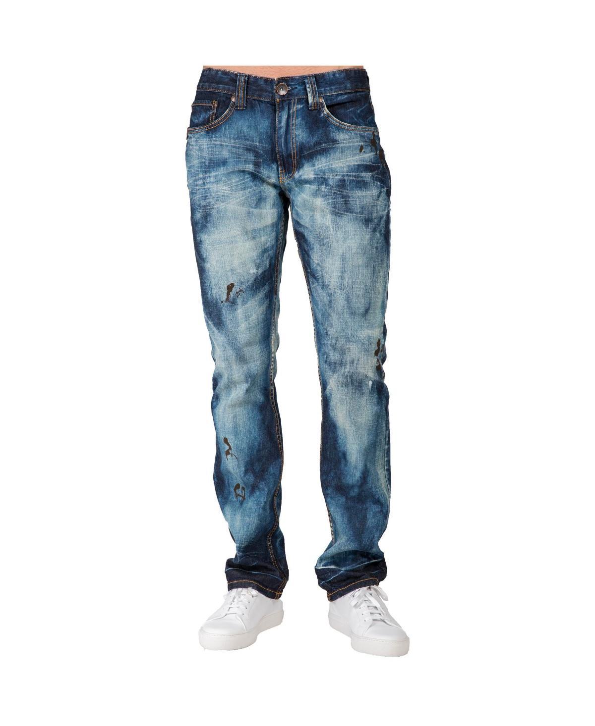 Mens Hand Crafted Wash Slim Straight Premium Denim Jeans Product Image