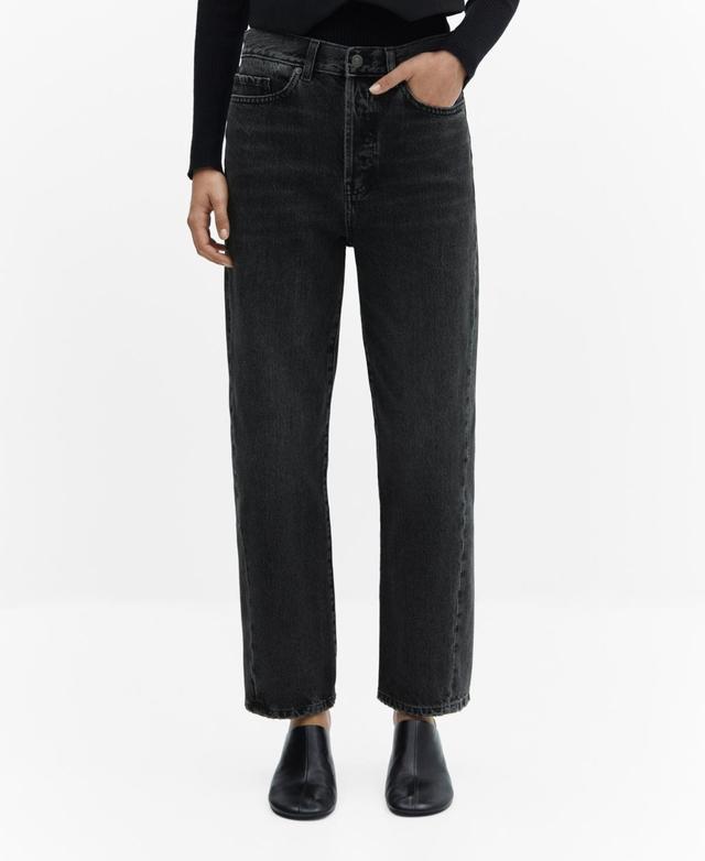 MANGO - Straight jeans with forward seams black denimWomen Product Image