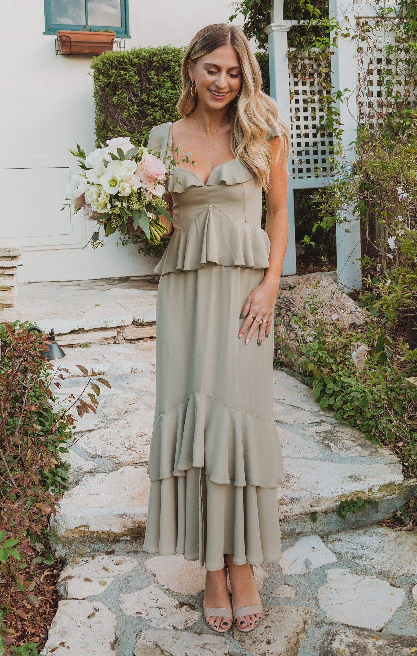 Reese Ruffle Dress ~ Moss Green Crisp Product Image