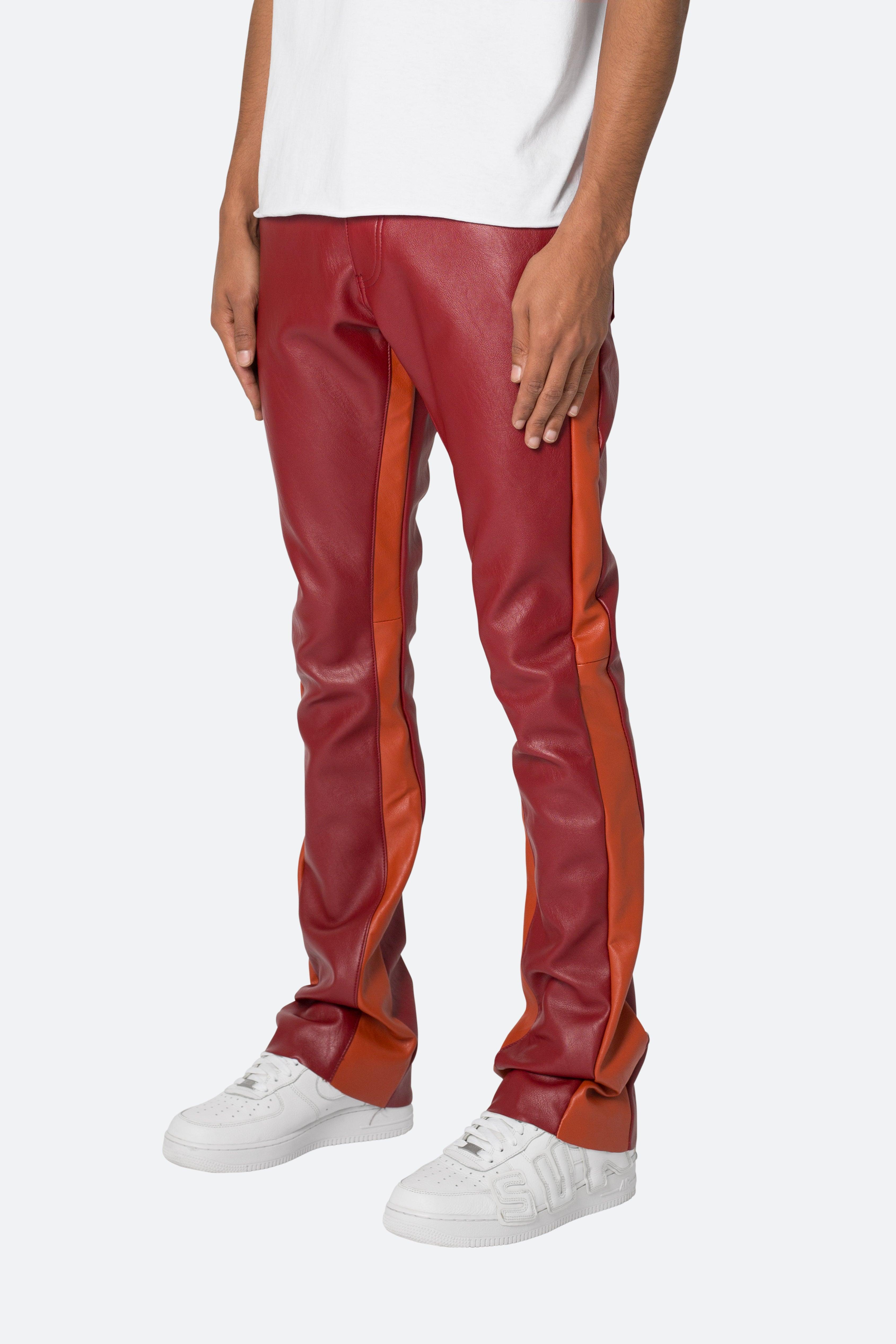 B518 Leather Flare Pants - Red/Orange Product Image