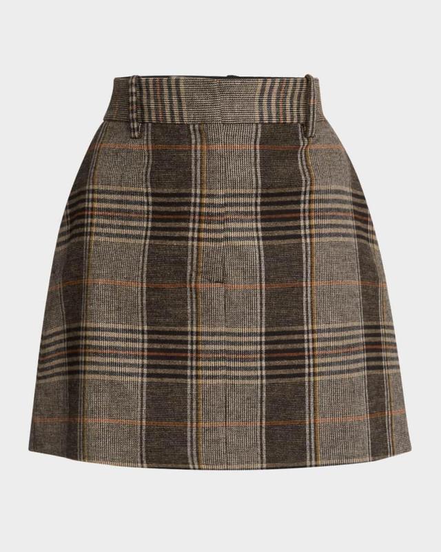 Plaid-Print Tailored Mini Skirt Product Image