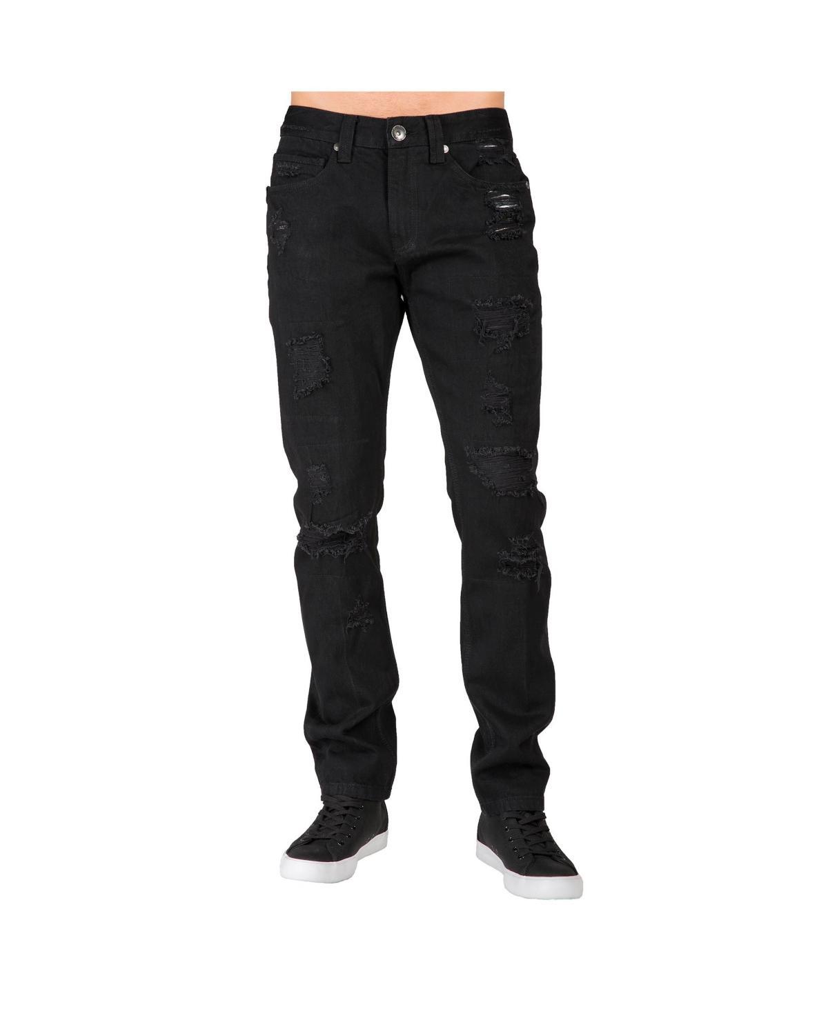 Level 7 Mens Slim Straight Fit Denim Ripped Distressed Jeans Product Image