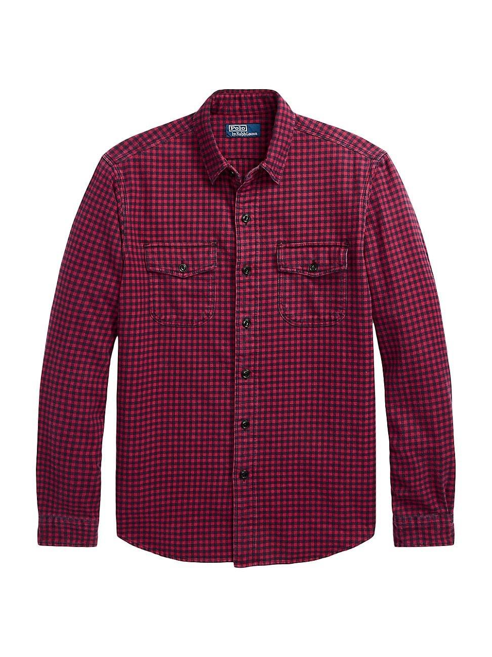 Mens Gingham Print Button-Up Shirt Product Image